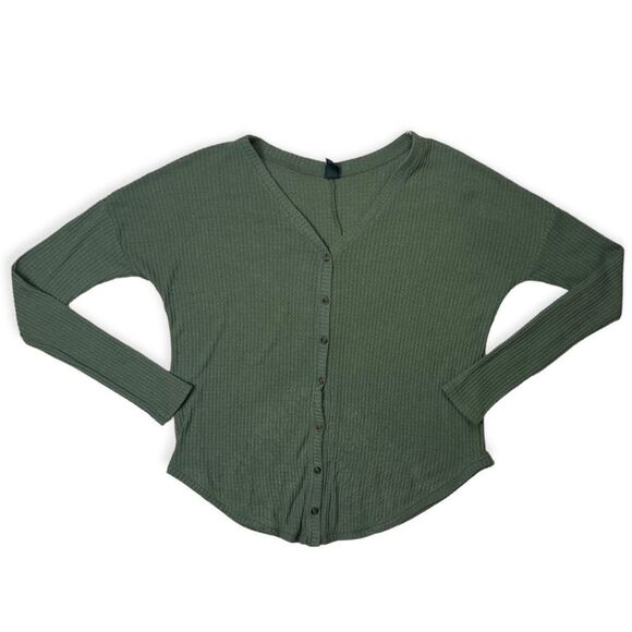 Wild Fable Waffle Knit Button Front Tie Up Shirt - Picture 2 of 7